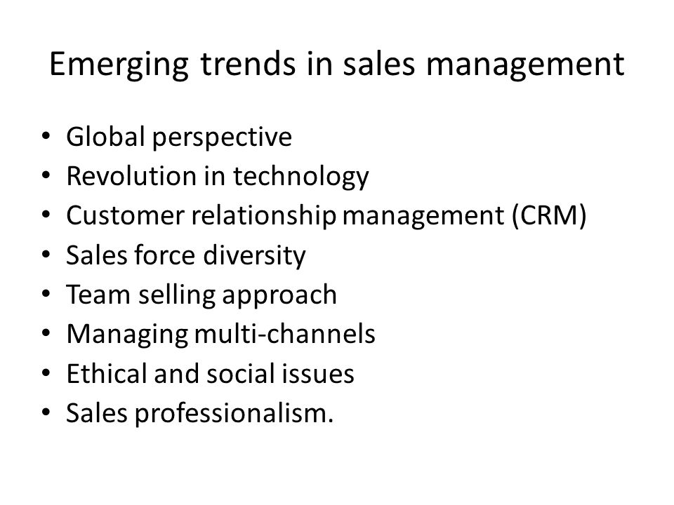 SDM/U1 Topic 2 Emerging trends in Sales Management